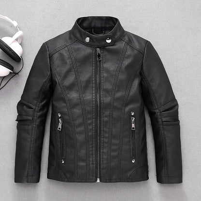Children's Clothing Children's Leather Boys And Girls Motorcycle Jacket New European And American Children Medium And Big Children Fashionable Jacket