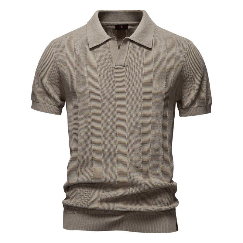 Men's Polo Shirt Striped Hollow Short Sleeve
