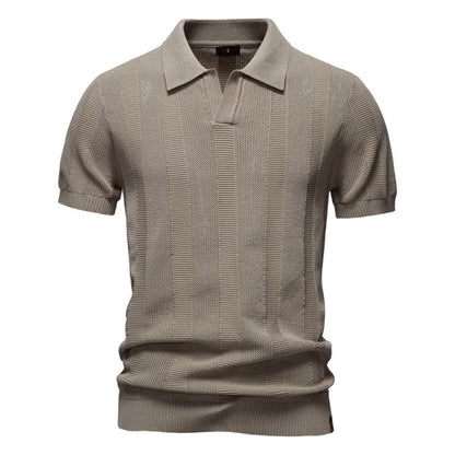 Men's Polo Shirt Striped Hollow Short Sleeve