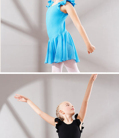 Children Dance Exercise Clothing Autumn And Winter Flounced Sleeve Ballet Clothes Children's Chiffon Dancing Dress Dance Performance Clothing