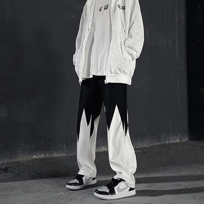 New Street Dark Casual Irregular Spliced Straight Pants