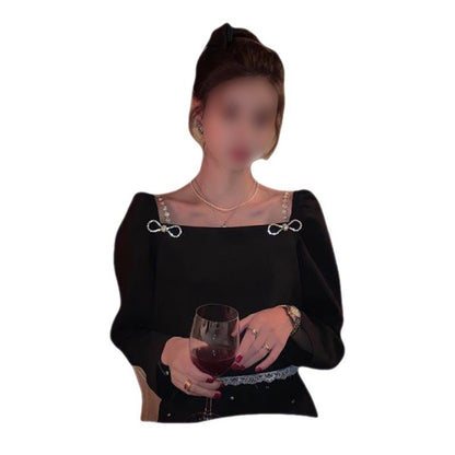 Black Small Fragrance Girls All-match Suspender Dress