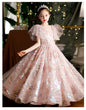 Girls' Dresses, Couture Little Girls, 10-Year-Old Princess Dress, Sequins, Host Catwalk Show, Piano Performance Clothing, Children