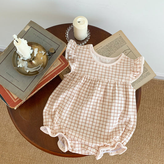 Children's Clothing Boys And Girls Plaid One-piece Romper
