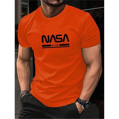 Printed Slim-fit Letters Men's Short Sleeve