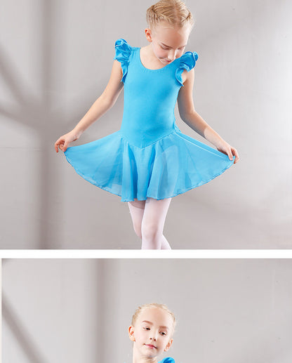 Children Dance Exercise Clothing Autumn And Winter Flounced Sleeve Ballet Clothes Children's Chiffon Dancing Dress Dance Performance Clothing