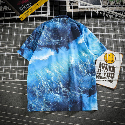 Men's Hawaii Beach Loose Korean Style Summer Flower Shirt Tide