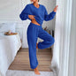 Women's Comfortable V-neck Casual Loungewear Warm Set