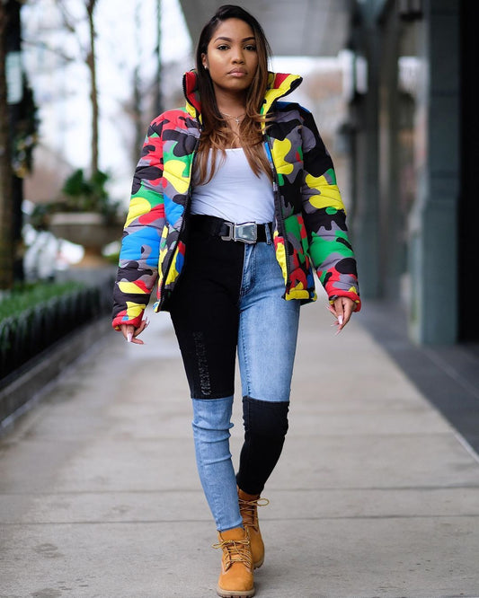 Camouflage print cotton coat