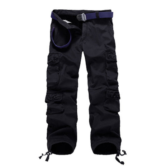 Men's Multi-pocket Casual Workwear Plus Fleece Thickened Trousers