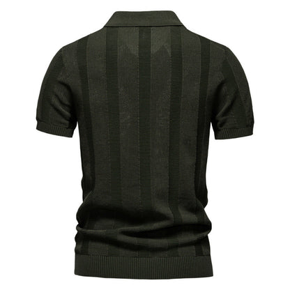 Men's Polo Shirt Striped Hollow Short Sleeve