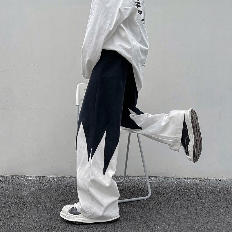 New Street Dark Casual Irregular Spliced Straight Pants