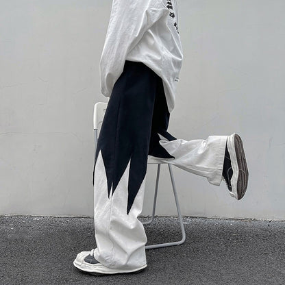 New Street Dark Casual Irregular Spliced Straight Pants