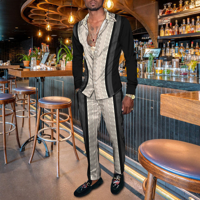 Men's Sports Loose Shirt Long Sleeve Two Piece