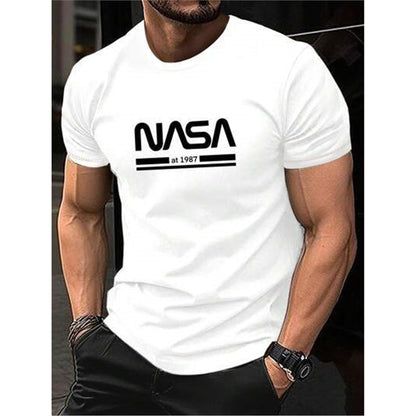 Printed Slim-fit Letters Men's Short Sleeve