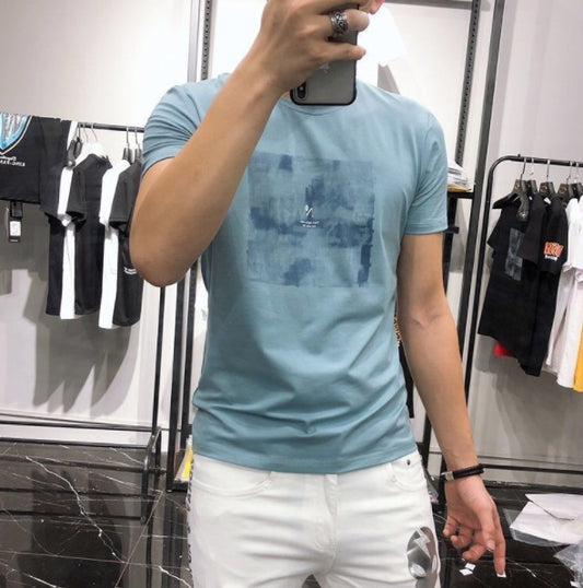 Short Sleeve T-Shirt Men's Top Slim Round Neck Trend