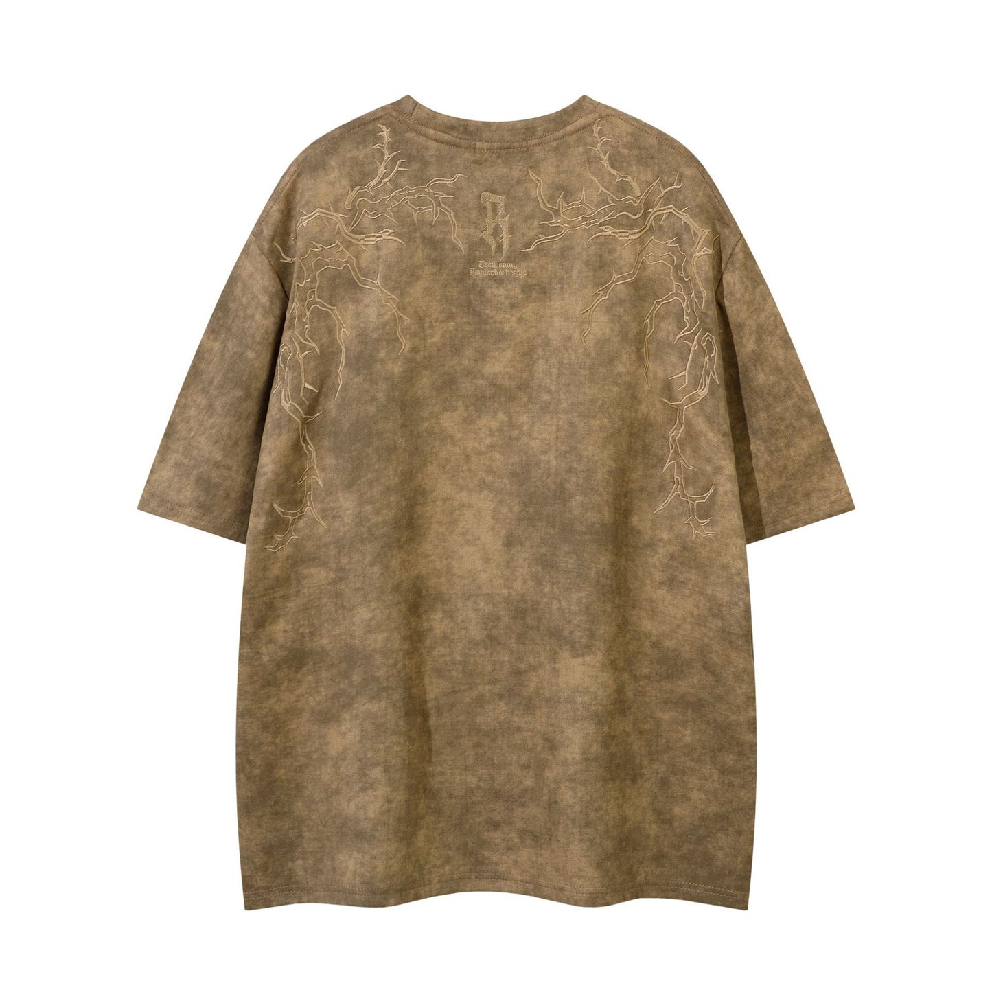 Suede T-shirt Men's Thorns Embroidery Embroidery