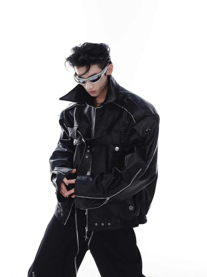 Niche Heavy Industry Deconstructs Pu Leather Coat