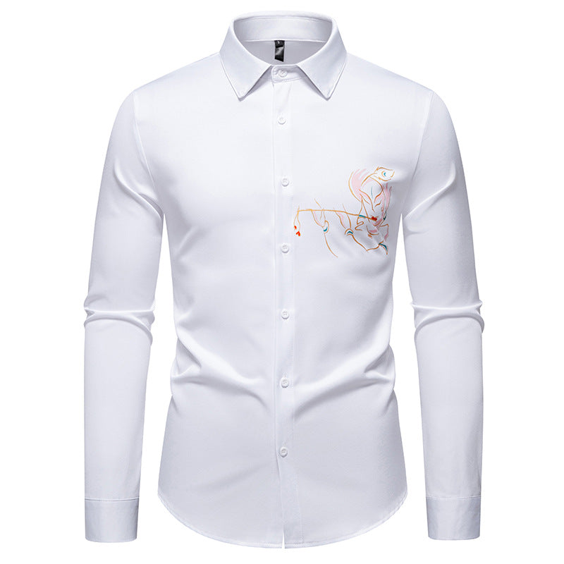 New Men's Long-sleeved Premium Printed Casual Shirt