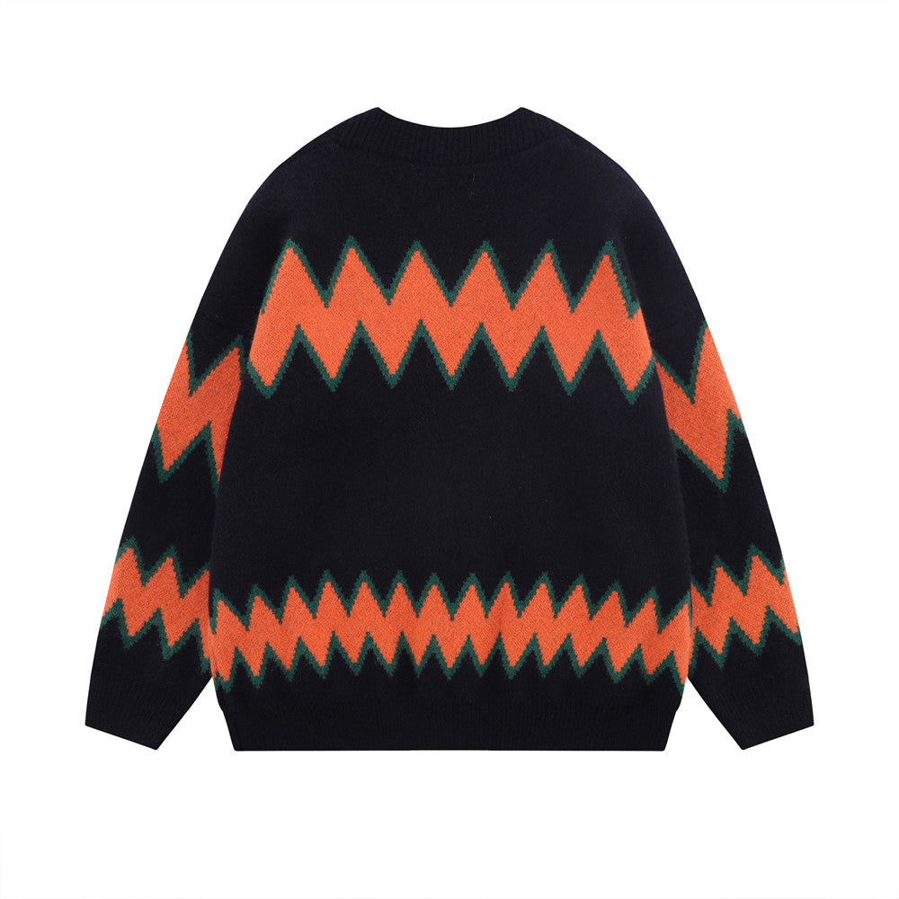 Men's Clashing Striped Knit Sweater Jacket