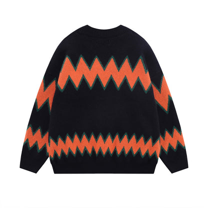 Men's Clashing Striped Knit Sweater Jacket