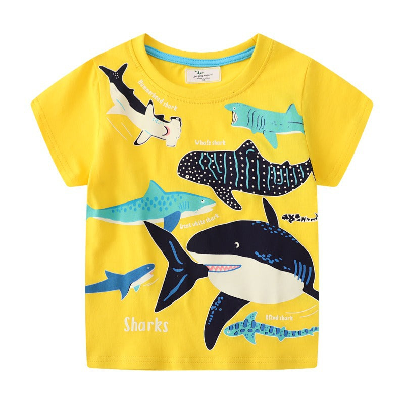 Children's Luminous Shark Pattern Short Sleeve T-Shirt