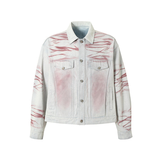 Inkjet Tie-dyed Denim Clothing Loose Jacket Men