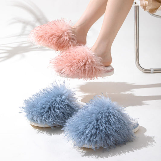 Long Fur Toe Cap Cotton Slippers Home Plush