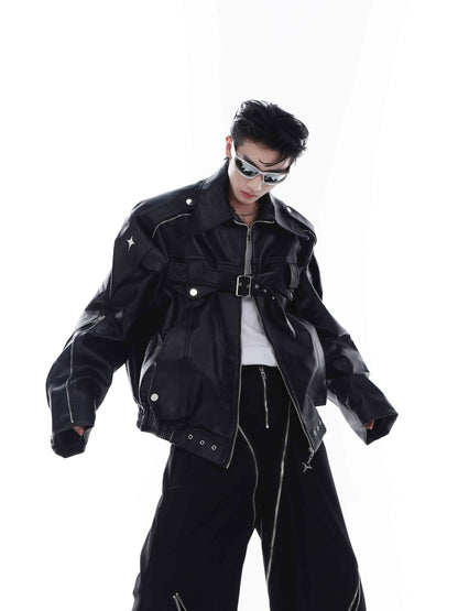 Niche Heavy Industry Deconstructs Pu Leather Coat