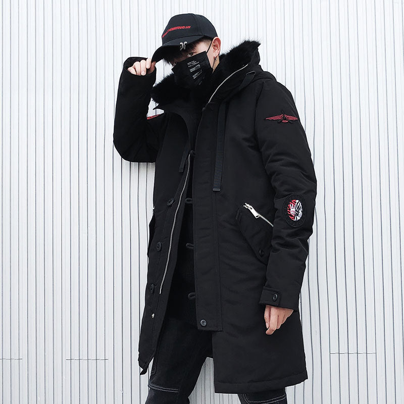 Large wool collar cambric jacket