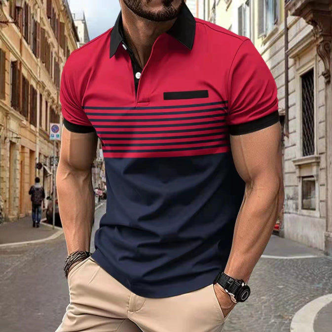 Casual Striped Shirt With Chest Pocket Men Clothing