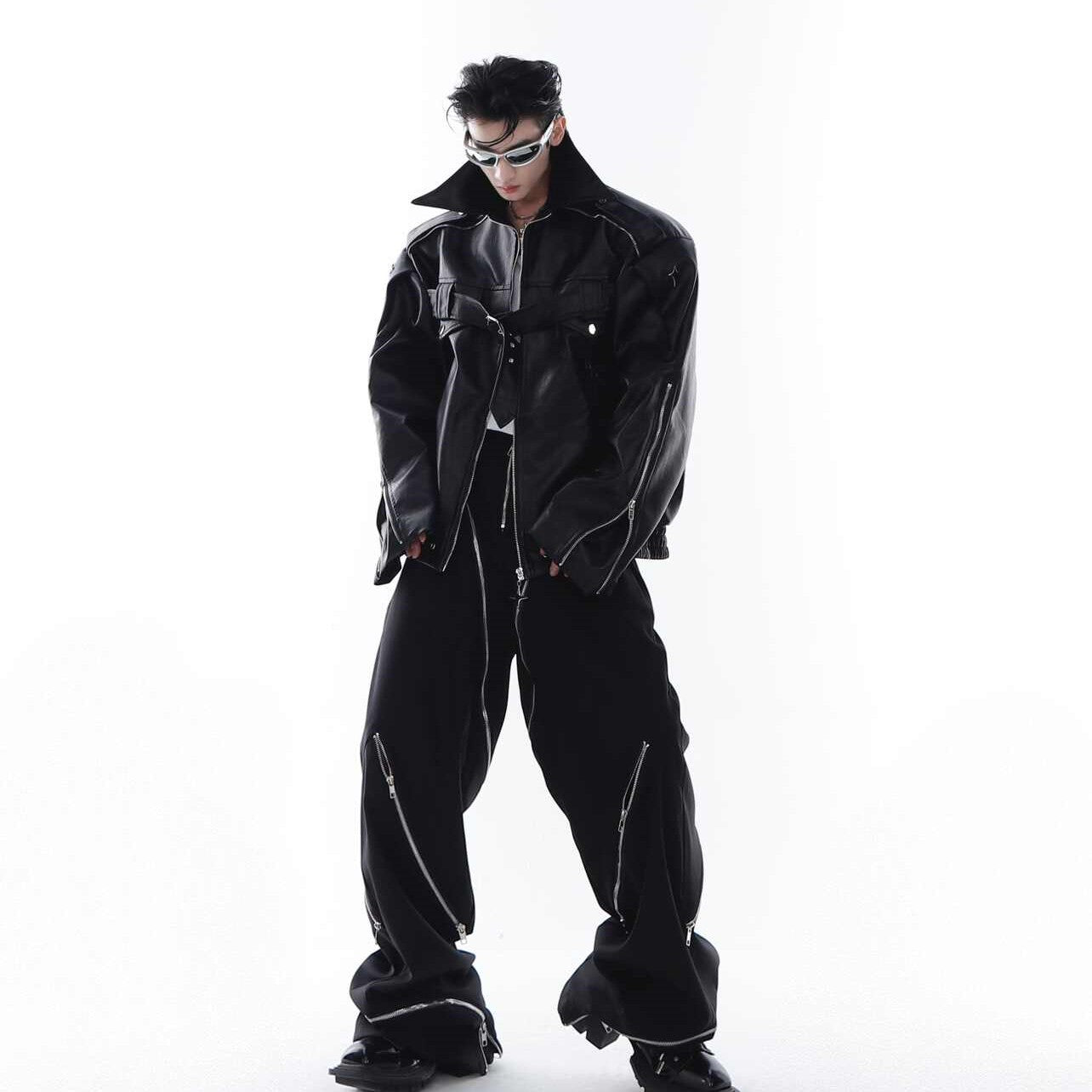 Niche Heavy Industry Deconstructs Pu Leather Coat