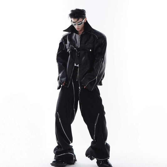 Niche Heavy Industry Deconstructs Pu Leather Coat