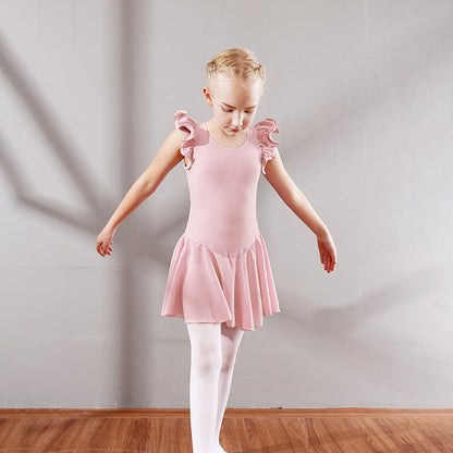 Children Dance Exercise Clothing Autumn And Winter Flounced Sleeve Ballet Clothes Children's Chiffon Dancing Dress Dance Performance Clothing