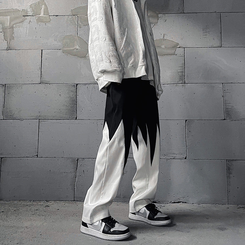 New Street Dark Casual Irregular Spliced Straight Pants