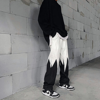 New Street Dark Casual Irregular Spliced Straight Pants