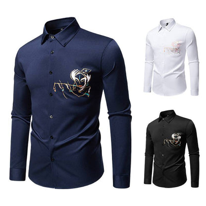 New Men's Long-sleeved Premium Printed Casual Shirt