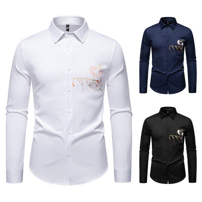New Men's Long-sleeved Premium Printed Casual Shirt