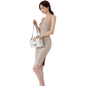 Women's V-Neck Low Cut Backless Skinny Pack Hip Slit Dress