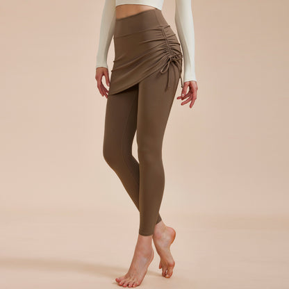 Short Skirt Design Yoga Pants Fake Two-piece Anti-exposure Butt-covering Seamless High-waisted Leggings For Dance Sports Fitness Pants