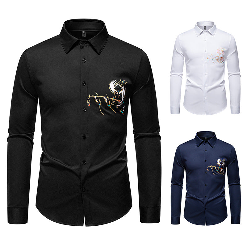 New Men's Long-sleeved Premium Printed Casual Shirt