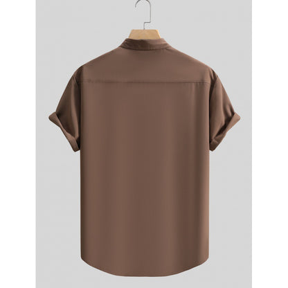 Men's Short-sleeved Shirt Solid Color Summer