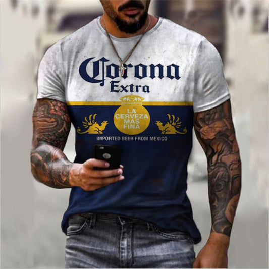 Retro Style Casual T-shirt Street Fashion Men's Printed Loose Short Sleeve