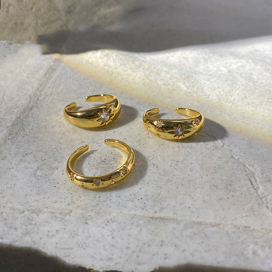 Octagram Gold Matte Star Open Ring