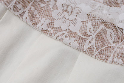 Women's Fashion Low-cut Lace Mesh Long Sleeve Stitching Ruffle Skirt Suit