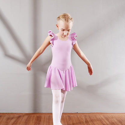 Children Dance Exercise Clothing Autumn And Winter Flounced Sleeve Ballet Clothes Children's Chiffon Dancing Dress Dance Performance Clothing