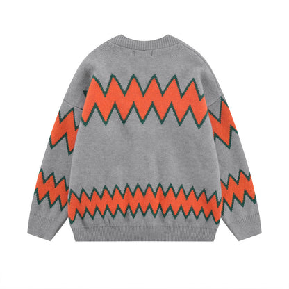 Men's Clashing Striped Knit Sweater Jacket