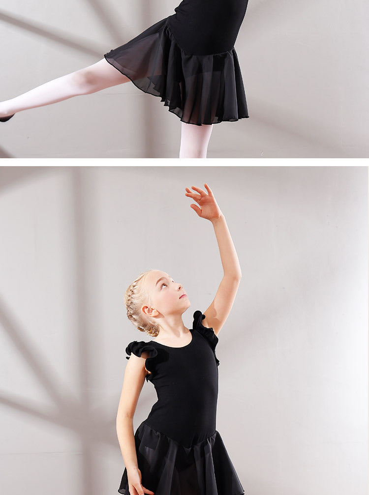 Children Dance Exercise Clothing Autumn And Winter Flounced Sleeve Ballet Clothes Children's Chiffon Dancing Dress Dance Performance Clothing