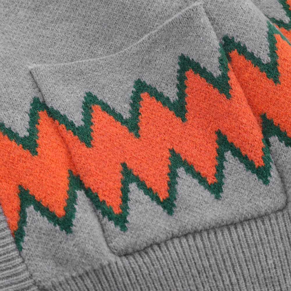 Men's Clashing Striped Knit Sweater Jacket