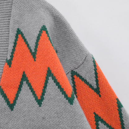 Men's Clashing Striped Knit Sweater Jacket